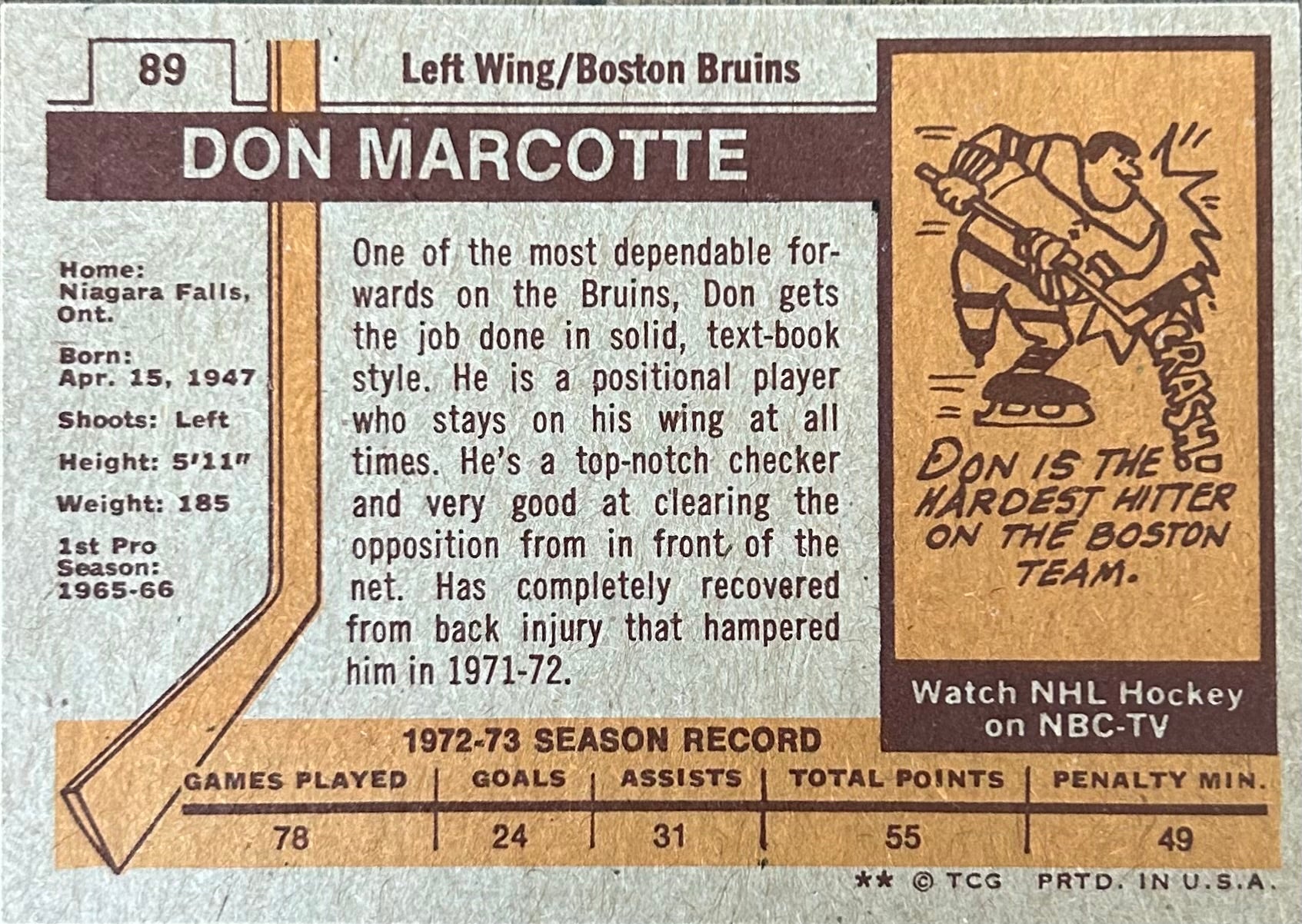 Don Marcotte Autographed Card