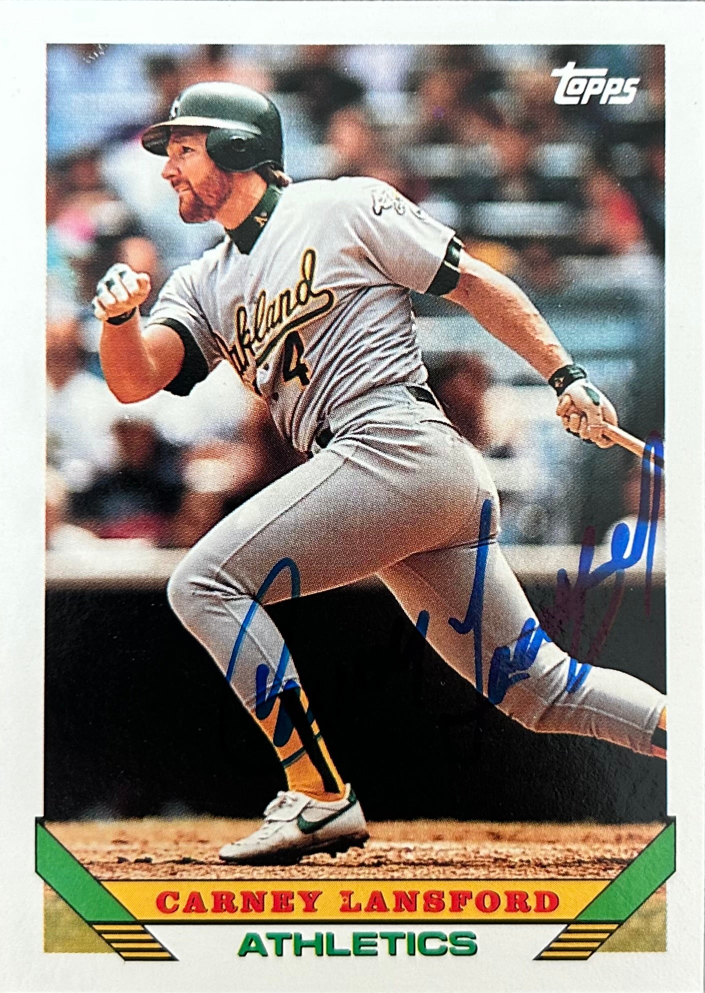 Carney Lansford Autographed Baseball Card 1993 Topps