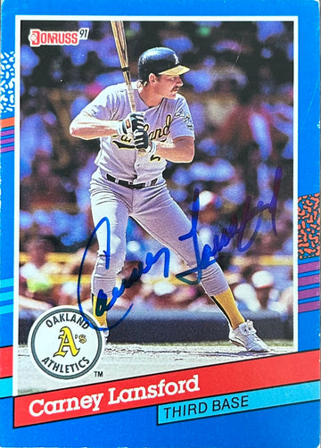 Carney Lansford Autographed Baseball Card 1991 Donruss