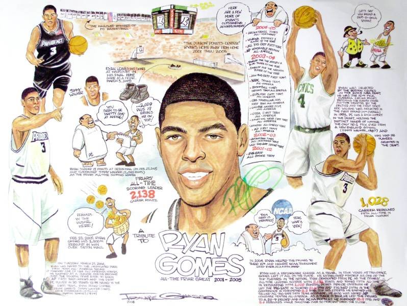 Ryan Gomes Autographed Cartoon Poster