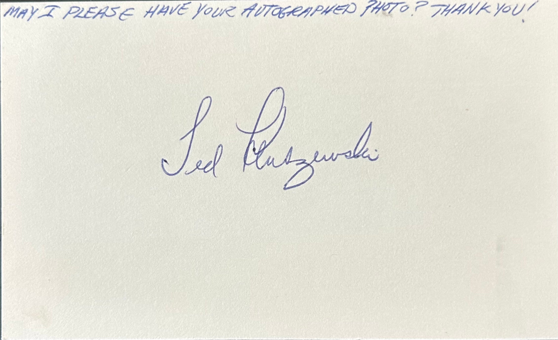 Ted Kluszewski Autographed Index Card