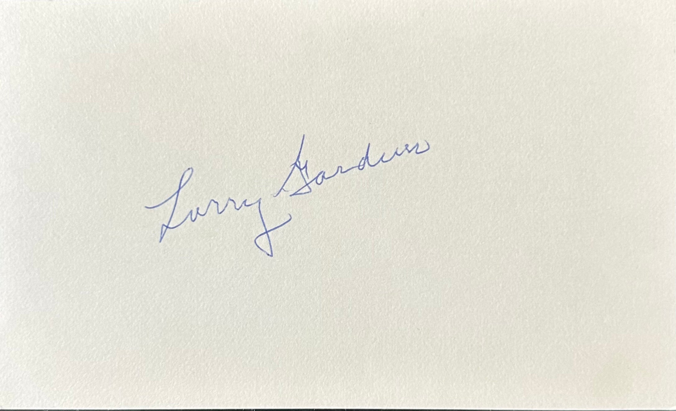 Larry Gardner Autographed Index Card 02