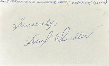 Spud Chandler Autographed Index Card