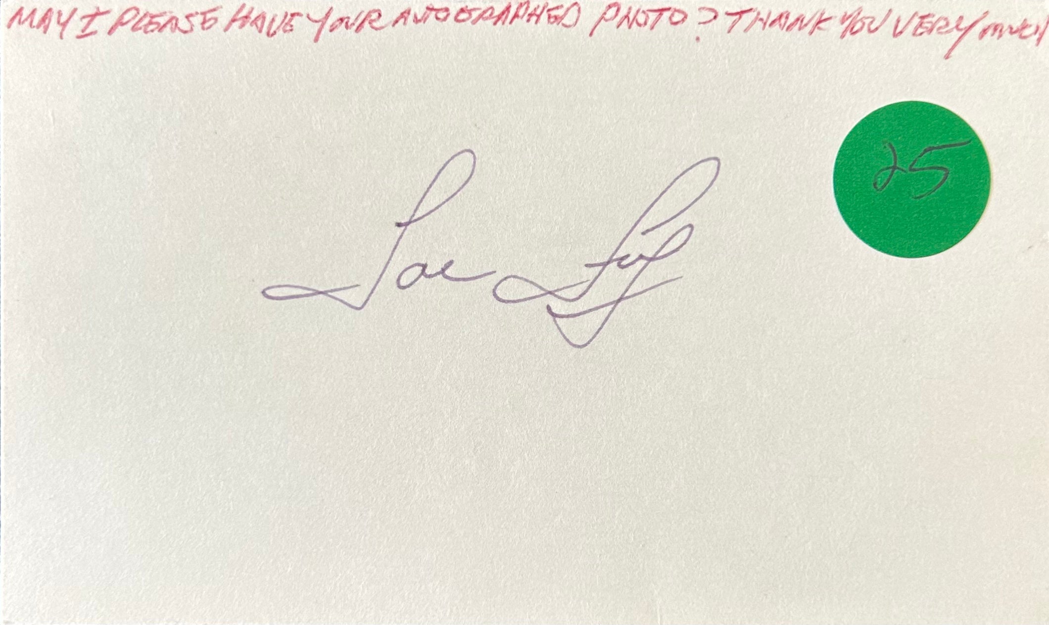 Joe Foy Autographed Index Card