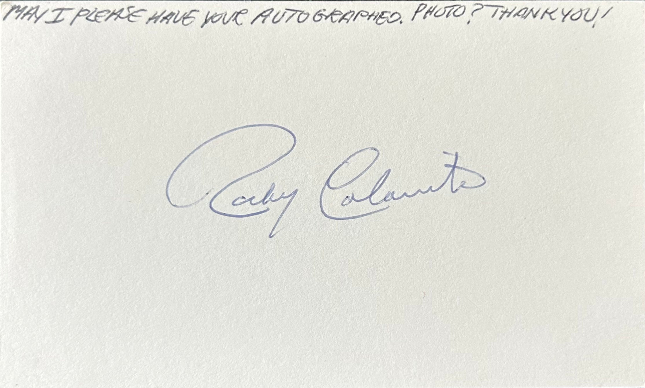 Rocky Colavito Autographed Index Card 02