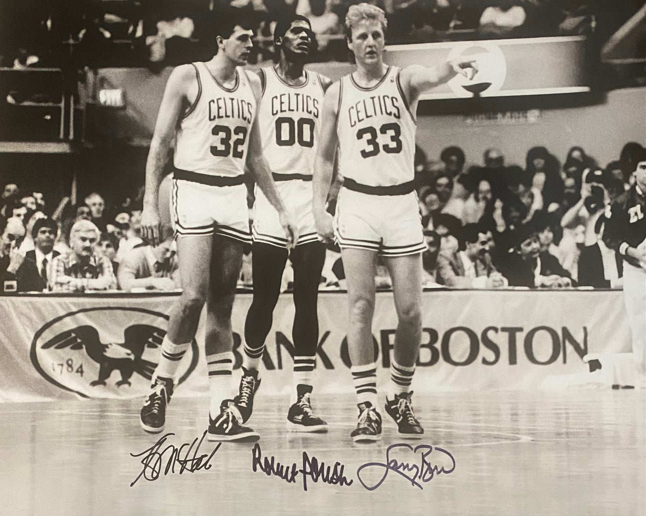 Robert Parish, Larry Bird, Kevin McHale Autographed 16x20 Photo - 02