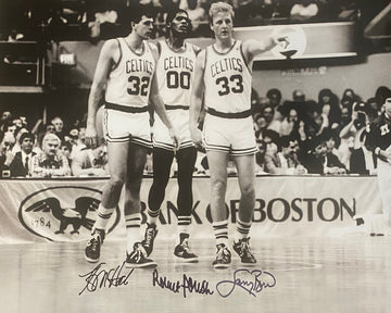 Robert Parish, Larry Bird, Kevin McHale Autographed 16x20 Photo - 02