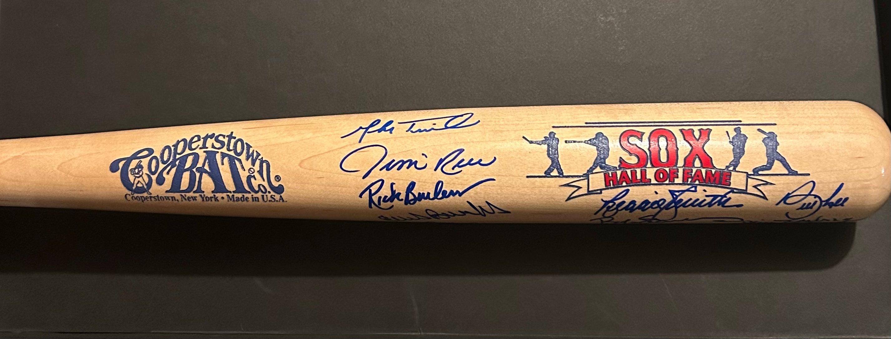 Red Sox Hall Of Fame Legends Autographed Cooperstown Baseball Bat