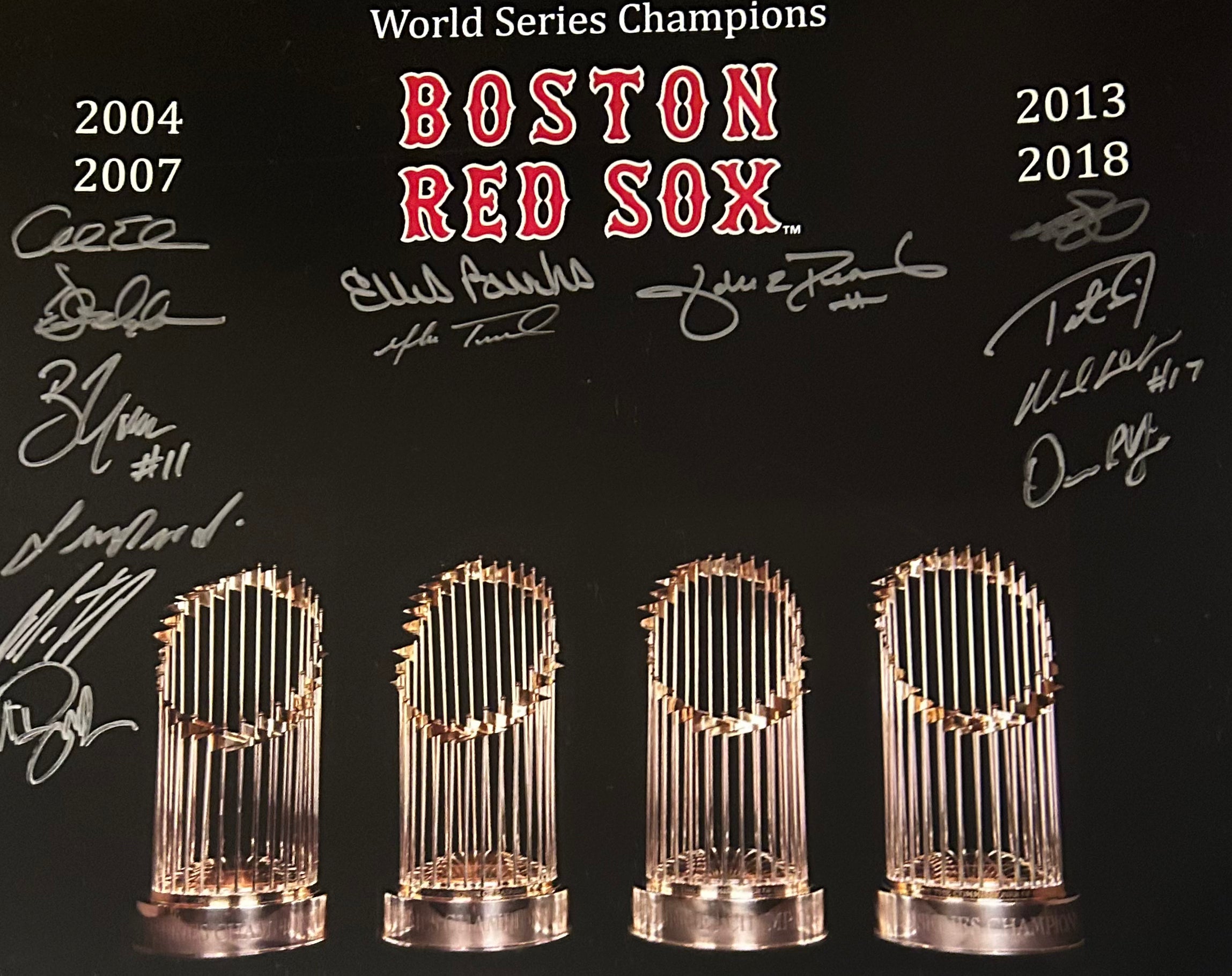 Red Sox World Series Trophy Autographed 16x20 - 01