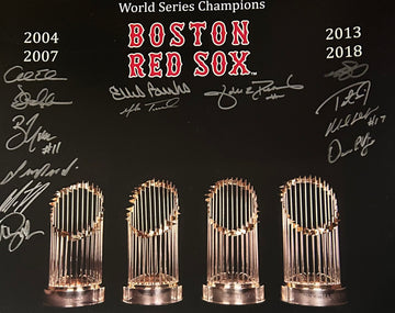 Red Sox World Series Trophy Autographed 16x20 - 01