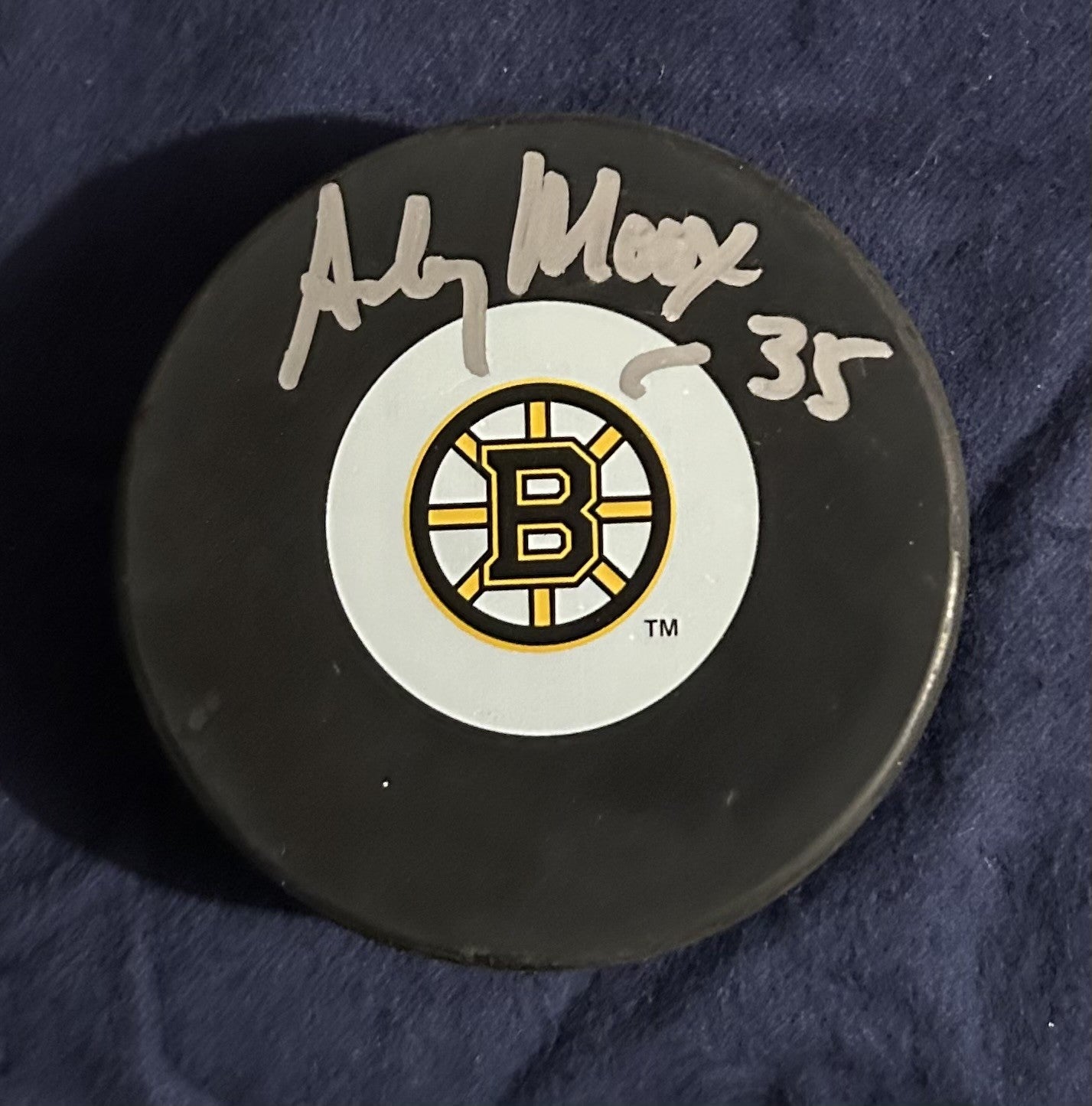 Andy Moog signed Bruins Puck
