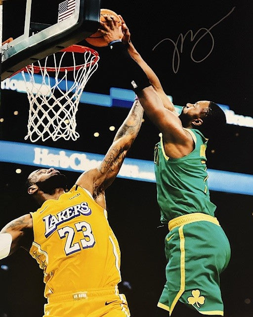 Jaylen Brown signed 16x20 Dunk on Lebron Celtics