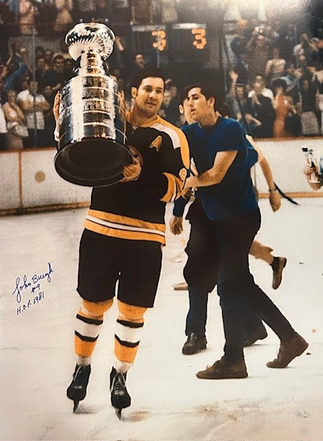 Johnny Bucyk signed photo with the Stanley Cup
