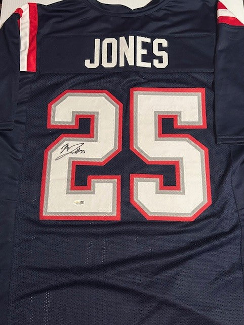 Marcus Jones signed Blue Patriots Jersey