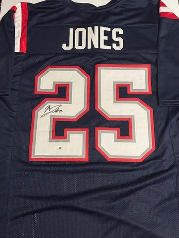 Marcus Jones signed Blue Patriots Jersey