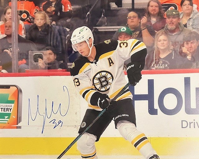Morgan Geekie signed Bruins photo in white