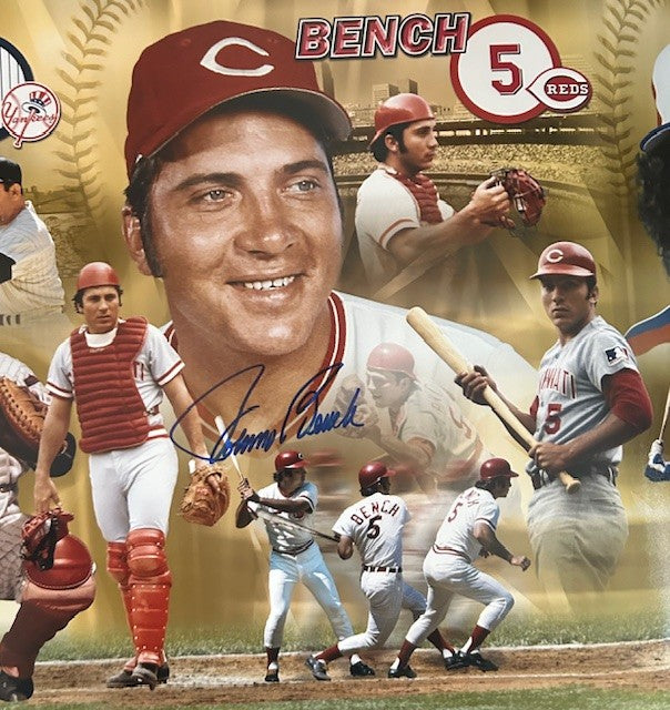Johnny Bench Autographed Hall of Fame Catchers Panoramic